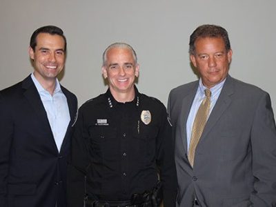 Andy Thomson. Esq., Police Chief Dan Alexander, and George Sigalos, Esq.